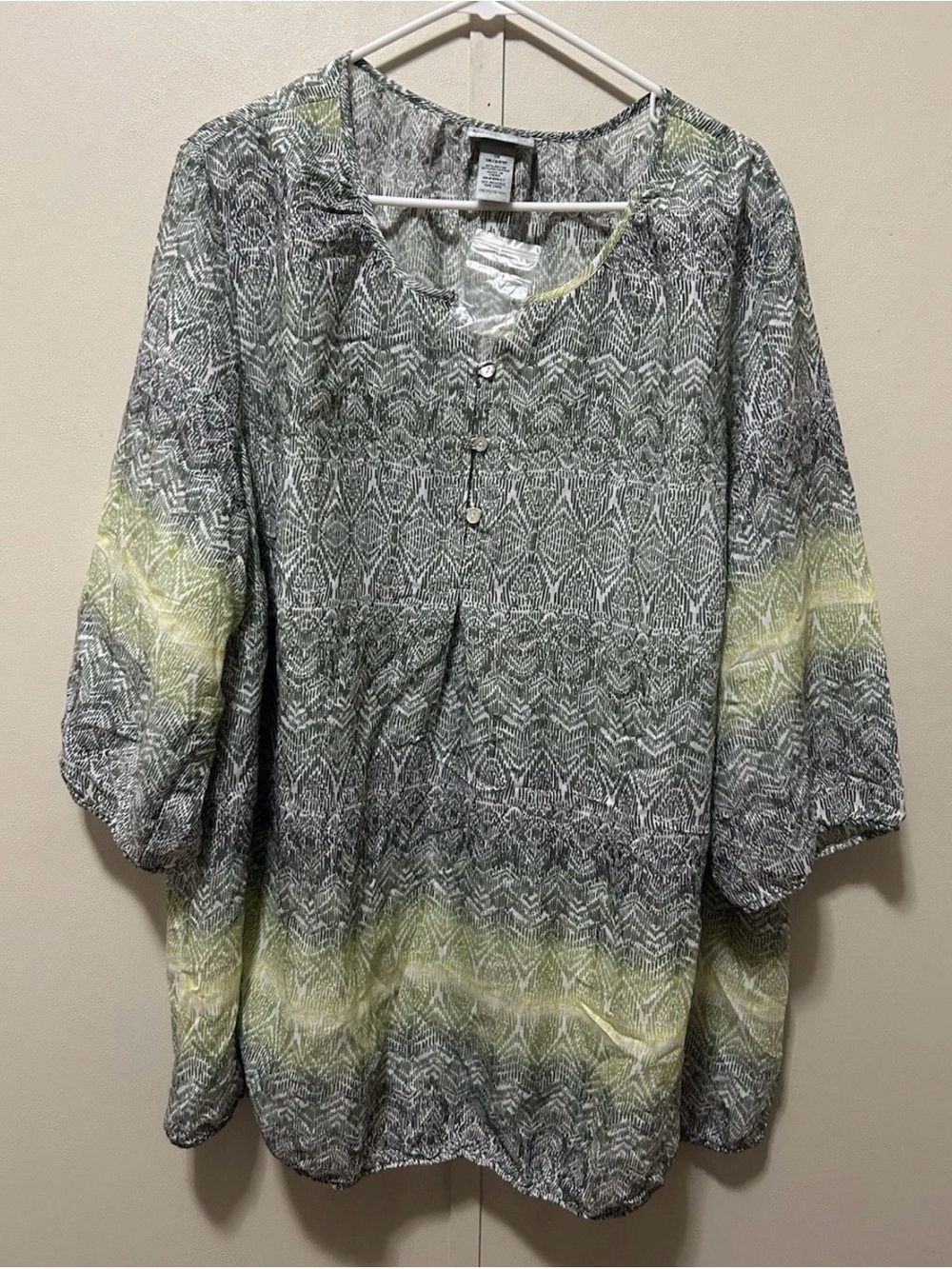 Catherines Green and Gray Geometric Tunic